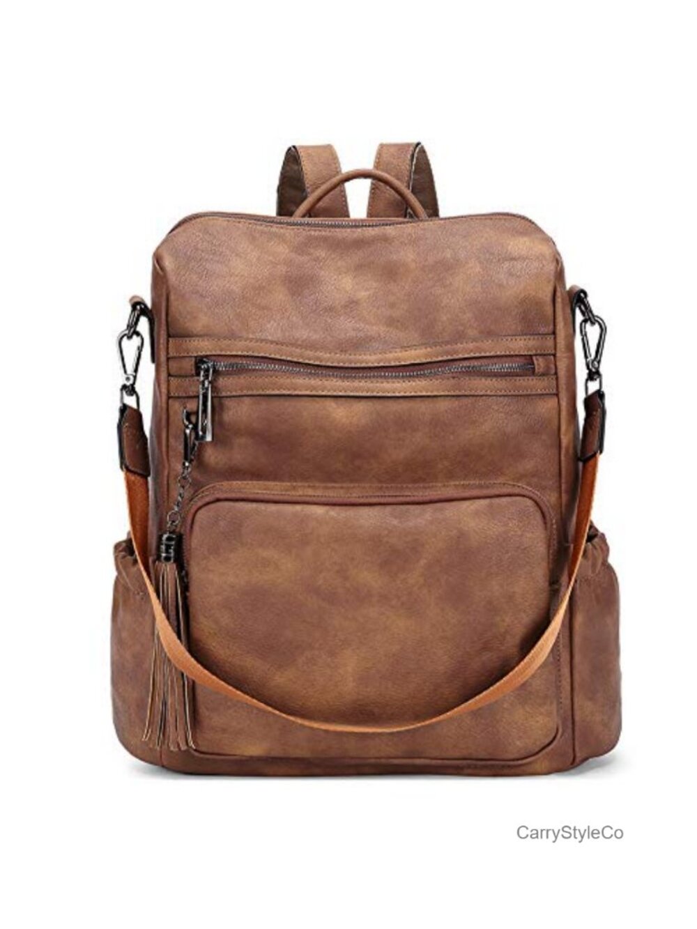 Faux Leather Convertible Backpack Shoulder Bag Travel Purse